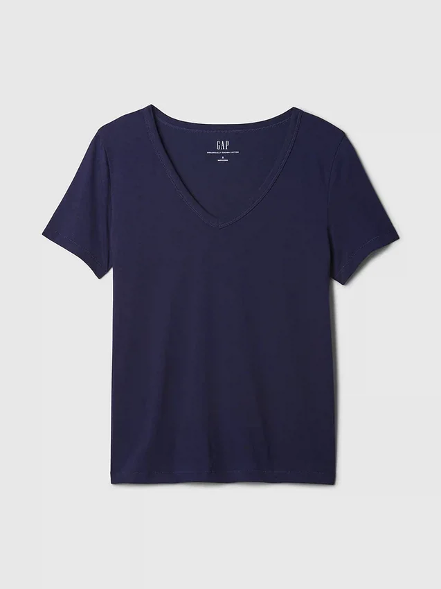 T-shirt con scollo a V in cotone biologico Vintagesoft