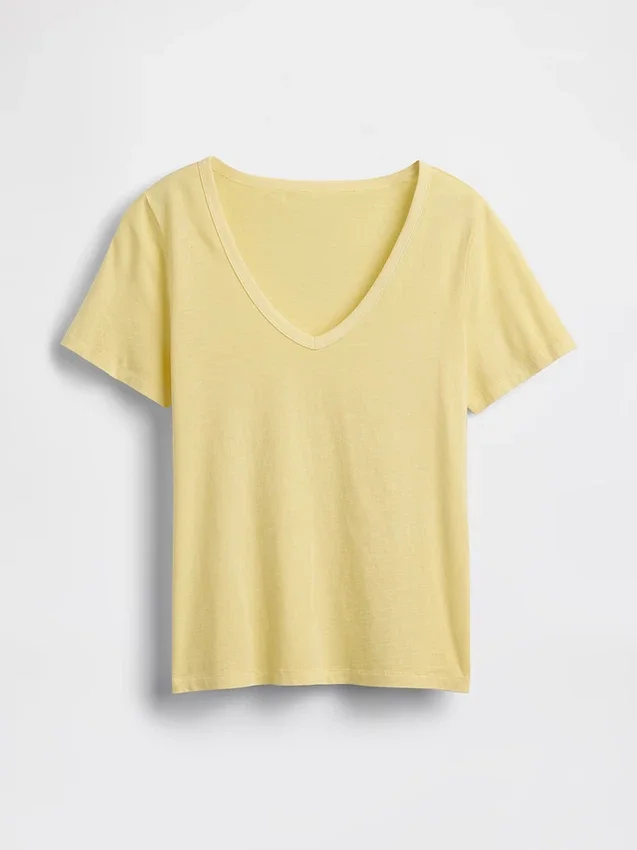 T-shirt con scollo a V in cotone biologico Vintagesoft