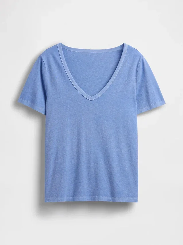 T-shirt con scollo a V in cotone biologico Vintagesoft