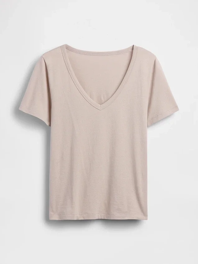 T-shirt con scollo a V in cotone biologico Vintagesoft
