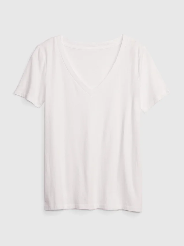 T-shirt con scollo a V in cotone biologico Vintagesoft