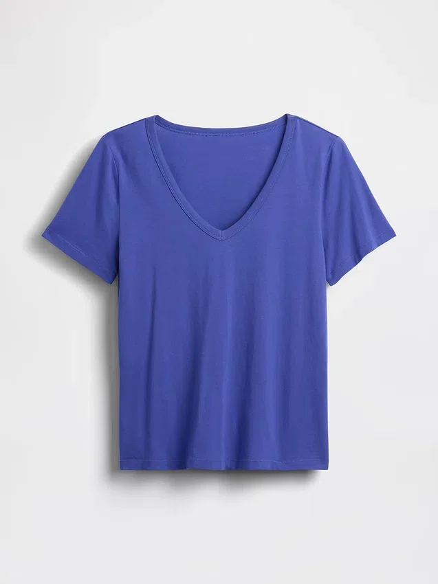 T-shirt con scollo a V in cotone biologico Vintagesoft