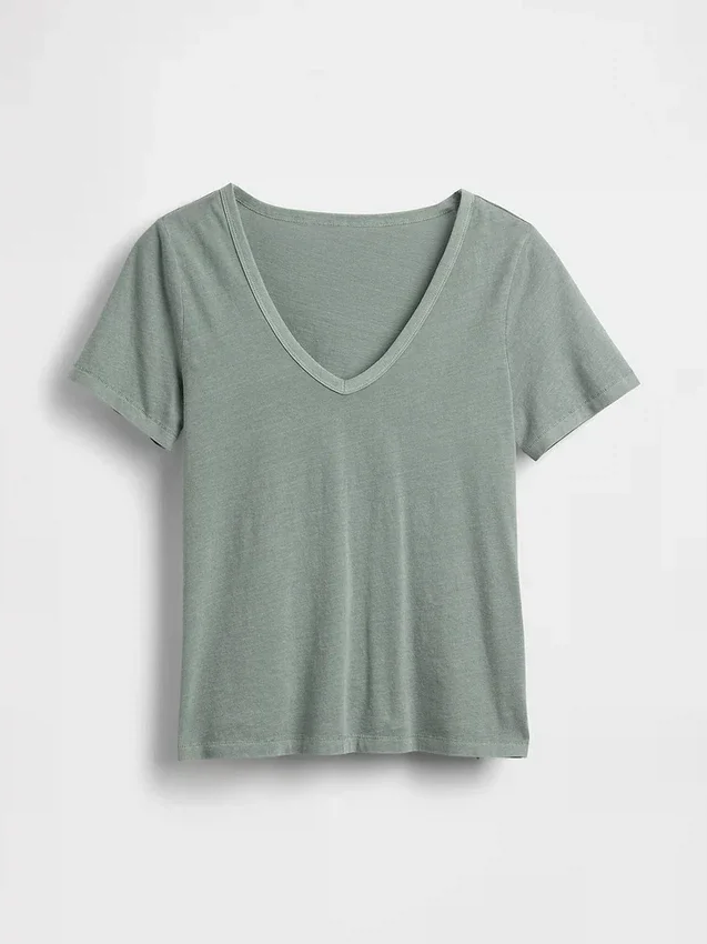 T-shirt con scollo a V in cotone biologico Vintagesoft