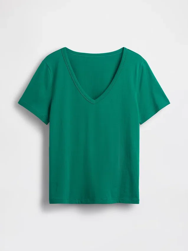 T-shirt con scollo a V in cotone biologico Vintagesoft