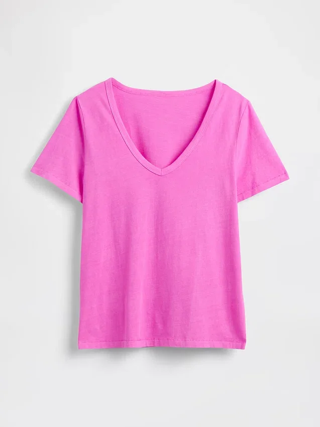T-shirt con scollo a V in cotone biologico Vintagesoft
