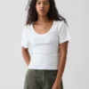 T-shirt con scollo rotondo a costine