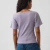 T-shirt con scollo rotondo a costine