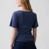 T-shirt con scollo rotondo a costine