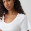 T-shirt con scollo rotondo a costine