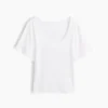 T-shirt con scollo rotondo a costine