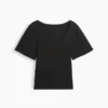 T-shirt con scollo rotondo a costine