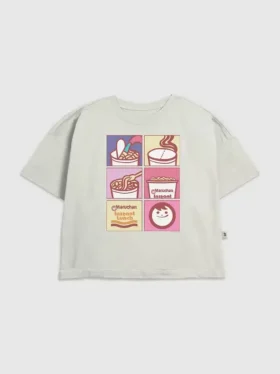 T-shirt con stampa a griglia “Maruchan Noodle” per bambini