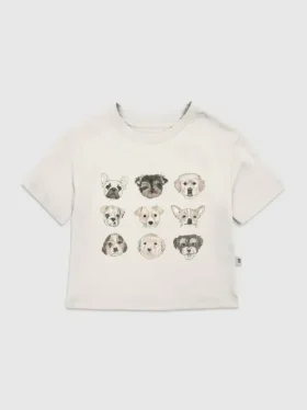 T-shirt con stampa assortita di cuccioli per bambini piccoli