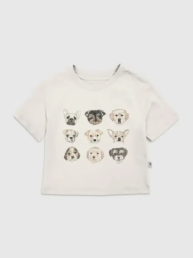 T-shirt con stampa assortita di cuccioli per bambini piccoli