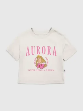 T-shirt con stampa "Aurora" in stile universitario per bambini