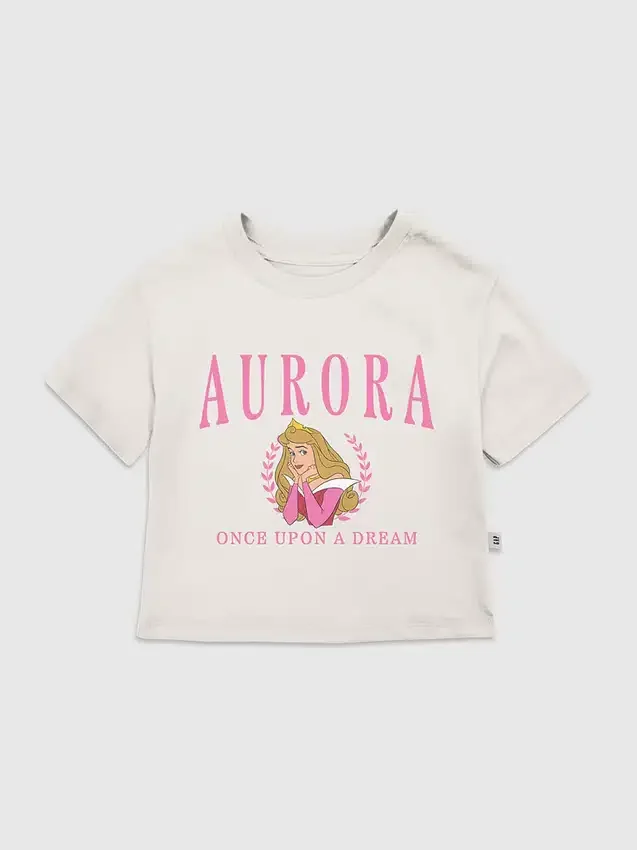 T-shirt con stampa "Aurora" in stile universitario per bambini