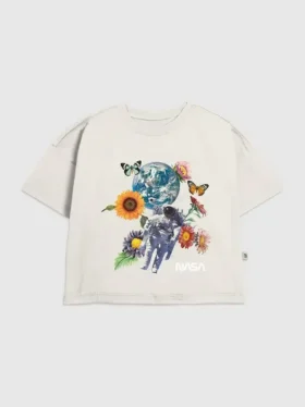 T-shirt con stampa floreale spaziale NASA per bambini