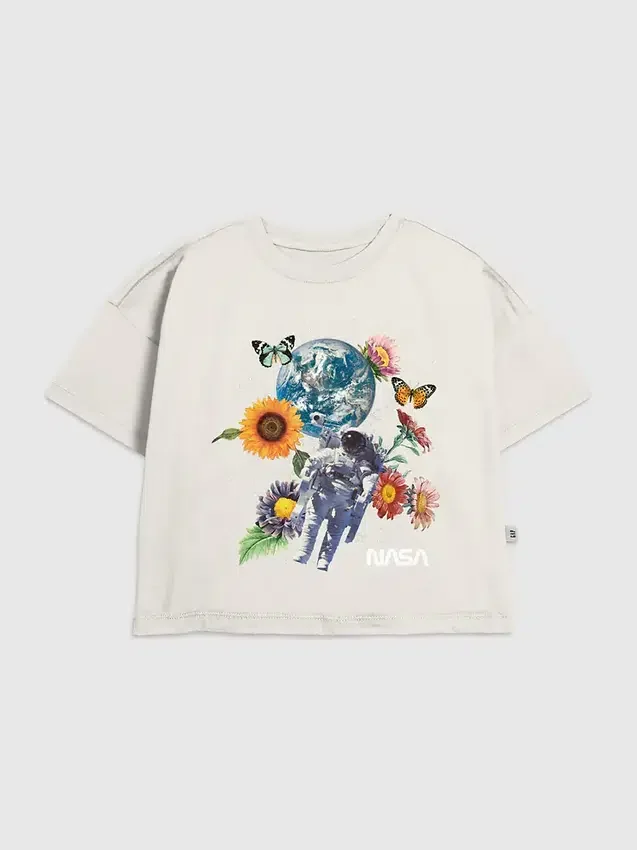 T-shirt con stampa floreale spaziale NASA per bambini