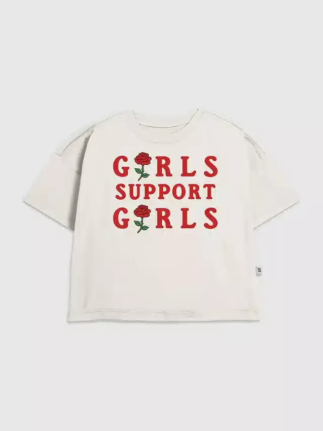 T-shirt con stampa "Girls Support Girls" per bambine