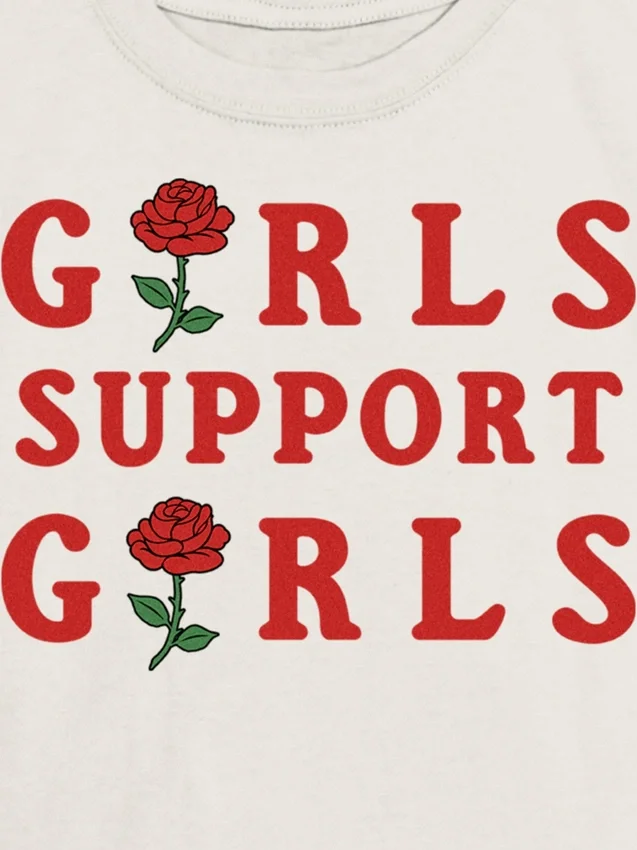 T-shirt con stampa "Girls Support Girls" per bambine
