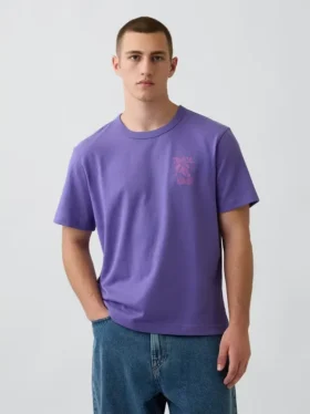 T-shirt con stampa grafica, taglia ampia e tessuto pesante