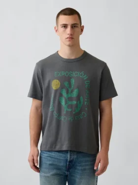 T-shirt con stampa grafica, taglia ampia e tessuto pesante
