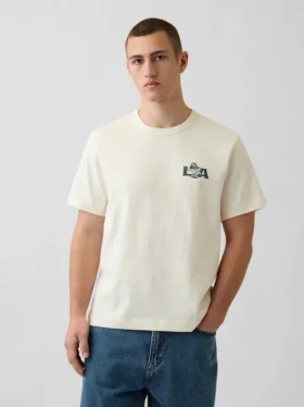 T-shirt con stampa grafica, taglia ampia e tessuto pesante