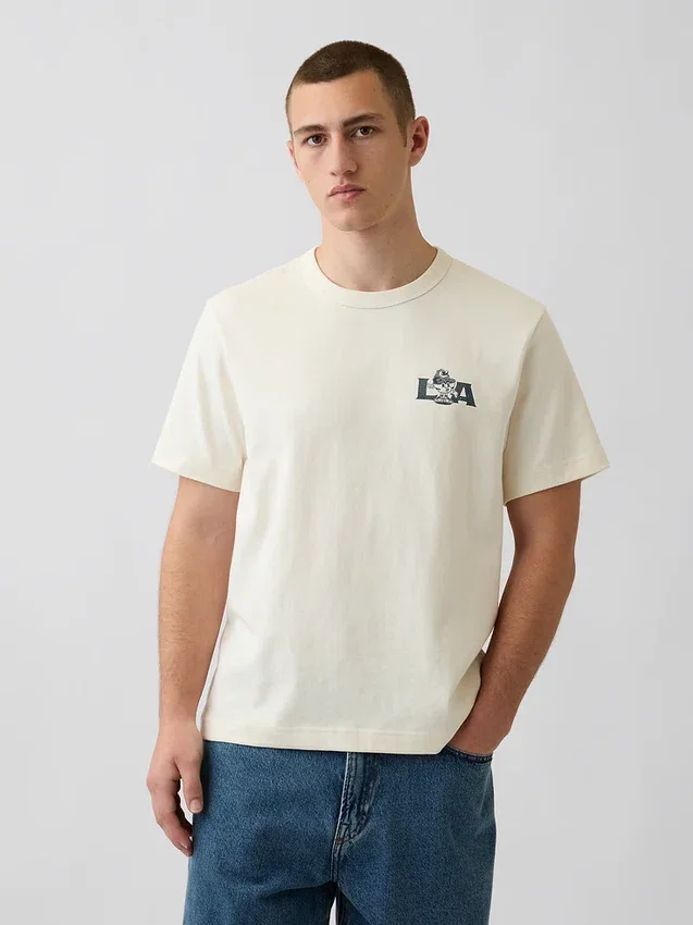 T-shirt con stampa grafica, taglia ampia e tessuto pesante