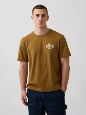 T-shirt con stampa grafica, taglia ampia e tessuto pesante