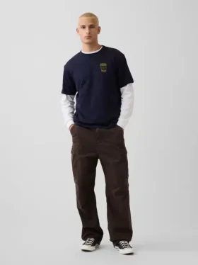 T-shirt con stampa grafica, taglia ampia e tessuto pesante