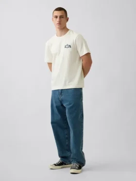 T-shirt con stampa grafica, taglia ampia e tessuto pesante