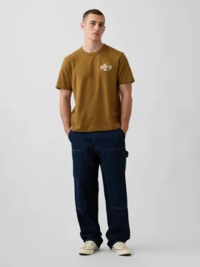 T-shirt con stampa grafica, taglia ampia e tessuto pesante