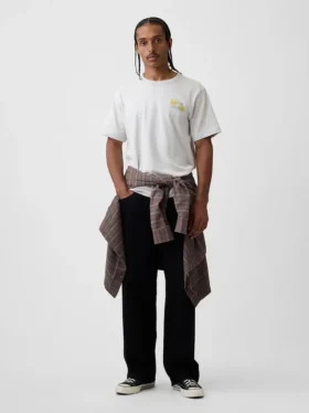 T-shirt con stampa grafica, taglia ampia e tessuto pesante