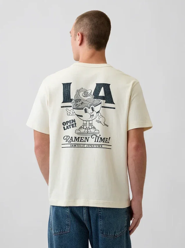 T-shirt con stampa grafica, taglia ampia e tessuto pesante