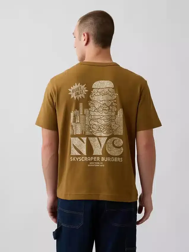 T-shirt con stampa grafica, taglia ampia e tessuto pesante