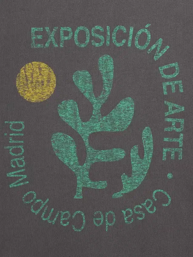 T-shirt con stampa grafica, taglia ampia e tessuto pesante