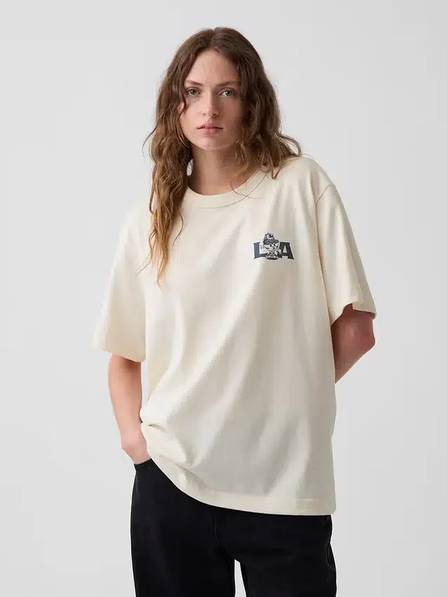 T-shirt con stampa grafica, taglia ampia e tessuto pesante