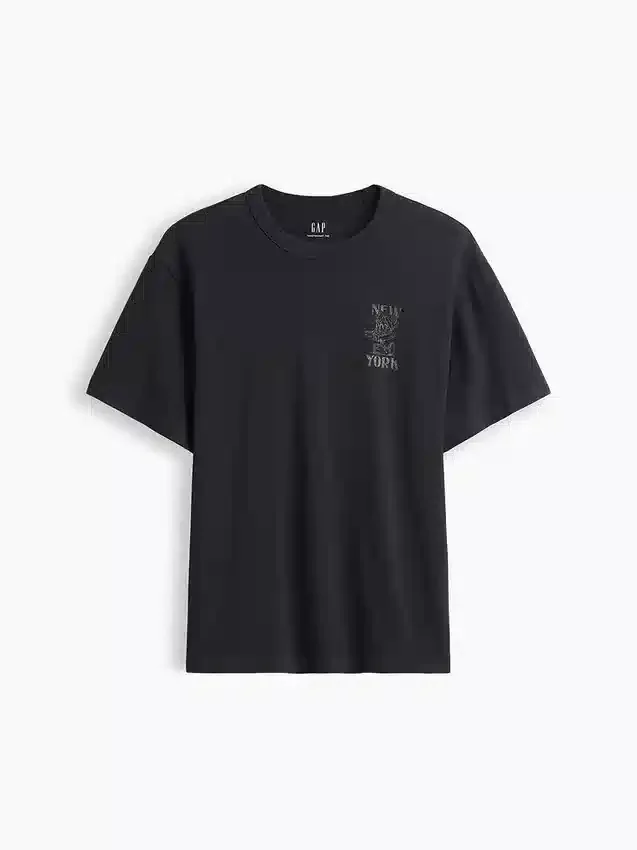T-shirt con stampa grafica, taglia ampia e tessuto pesante