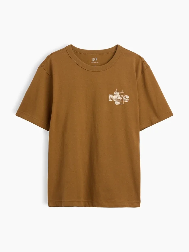 T-shirt con stampa grafica, taglia ampia e tessuto pesante