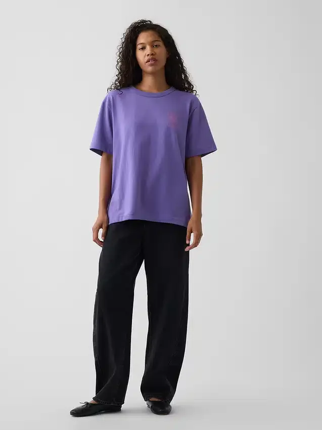T-shirt con stampa grafica, taglia ampia e tessuto pesante