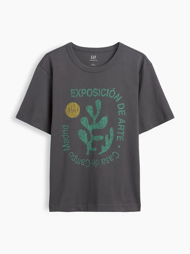 T-shirt con stampa grafica, taglia ampia e tessuto pesante
