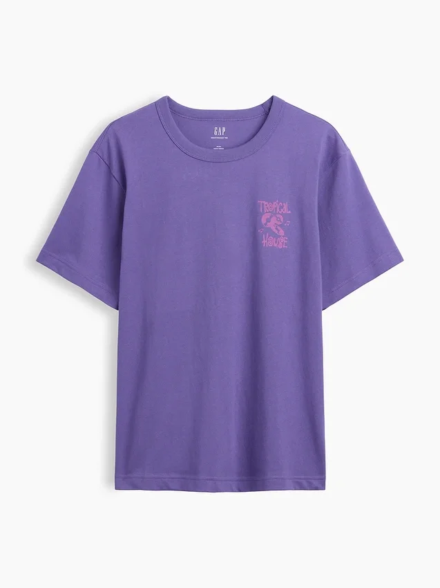 T-shirt con stampa grafica, taglia ampia e tessuto pesante