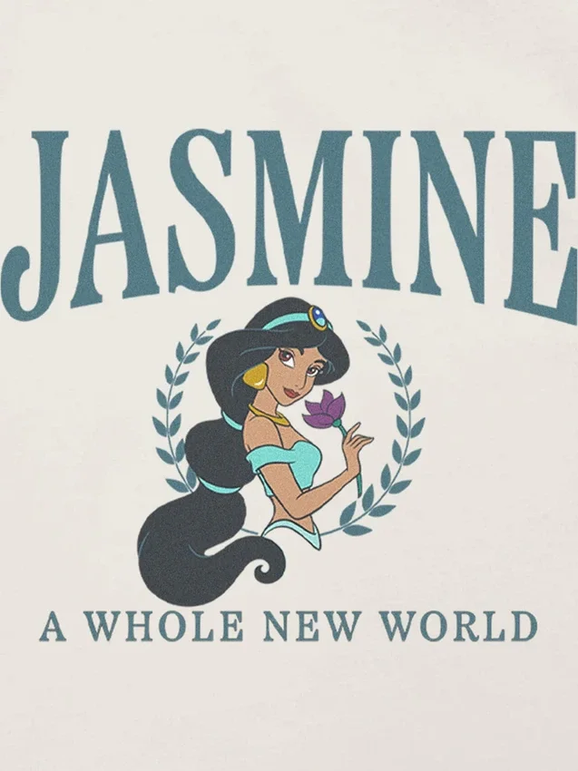 T-shirt con stampa "Jasmine" in stile universitario per bambini