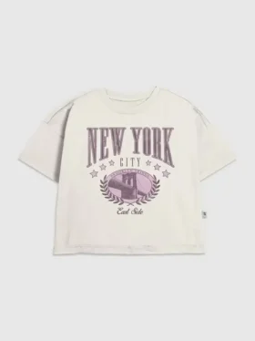 T-shirt con stampa "Kids New York College"