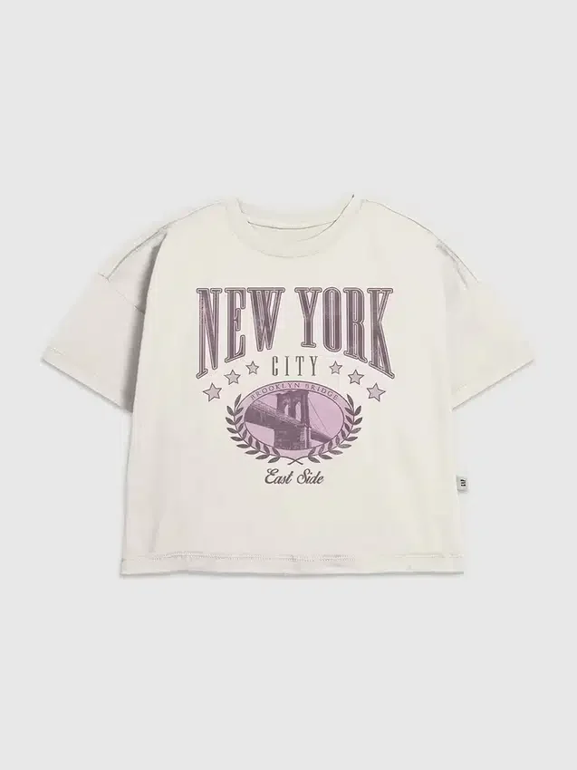 T-shirt con stampa "Kids New York College"