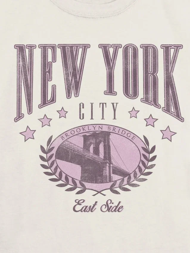 T-shirt con stampa "Kids New York College"