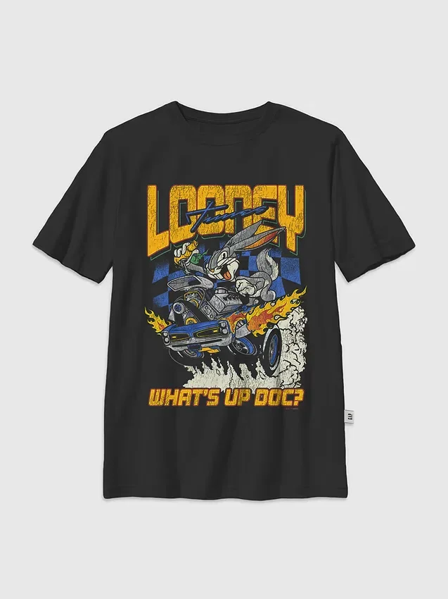 T-shirt con stampa Looney Tunes Rabbit Racer per bambini