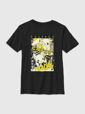 T-shirt con stampa manga Pikachu per bambini
