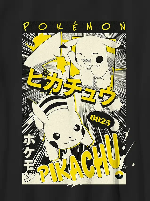T-shirt con stampa manga Pikachu per bambini