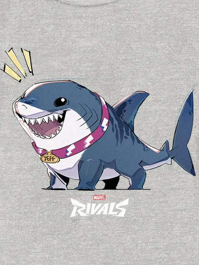 T-shirt con stampa "Marvel Rivals Jeff the Shark" per bambini piccoli